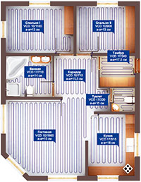 пример схемы укладки нагревательного кабеля в квартире
